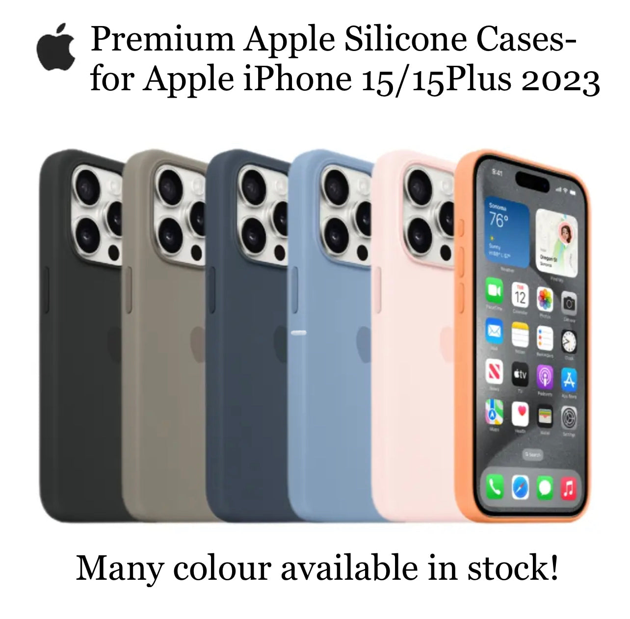 Premium Apple Signature Silicone Phone Case- for Apple iPhone 15/15 Plus 2023 Premium Apple Signature Silicone Phone Case- for Apple iPhone 15/15 Plus 2023